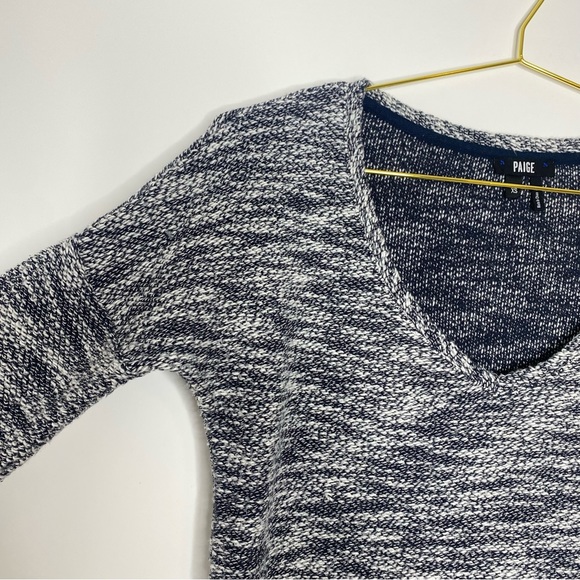 Paige Martine Slub Marled Knit V-Neck Pullover Sweater Blue & White Size XS - Picture 6 of 10